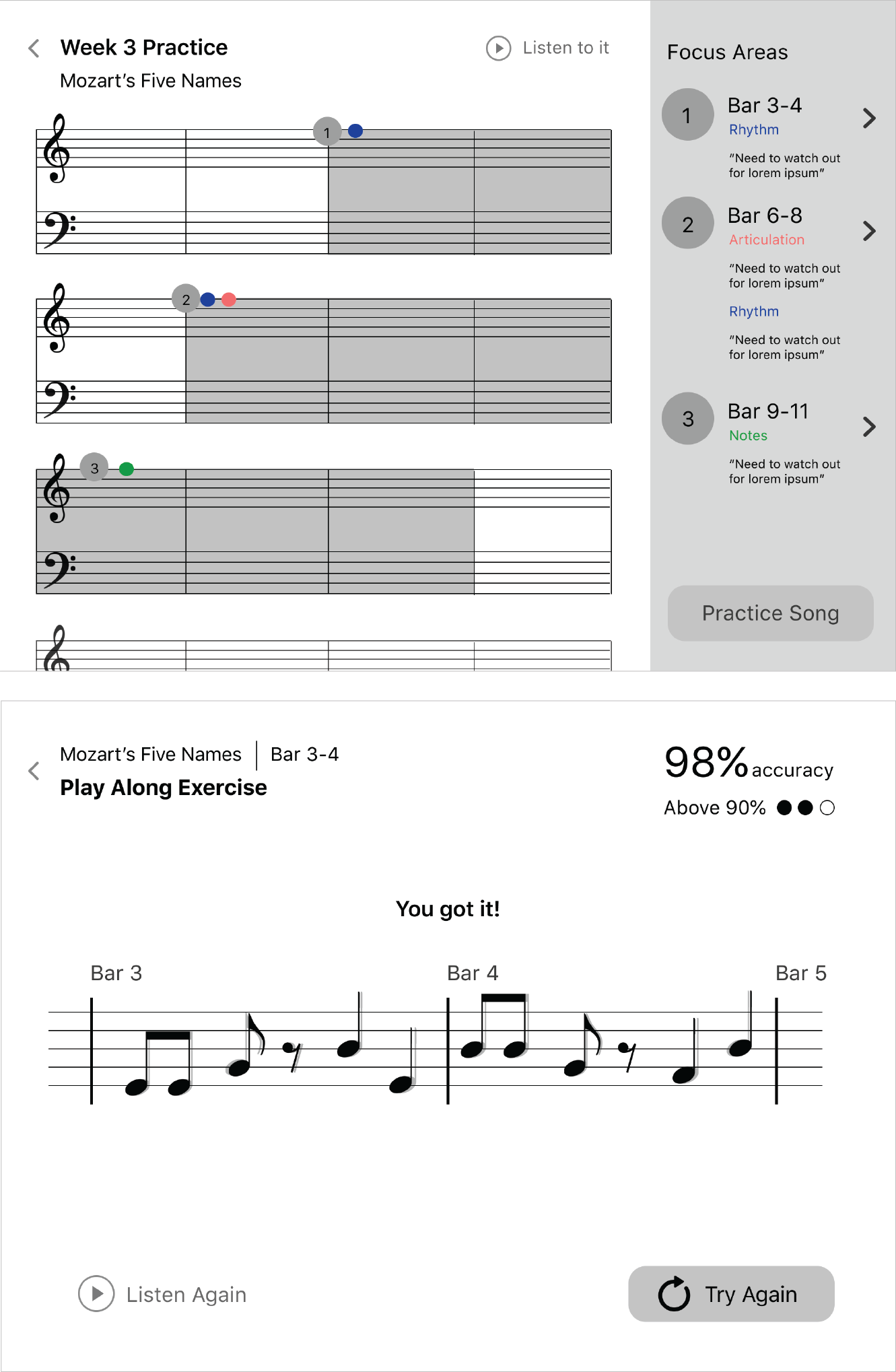 1st set of wireframes for Ensemble