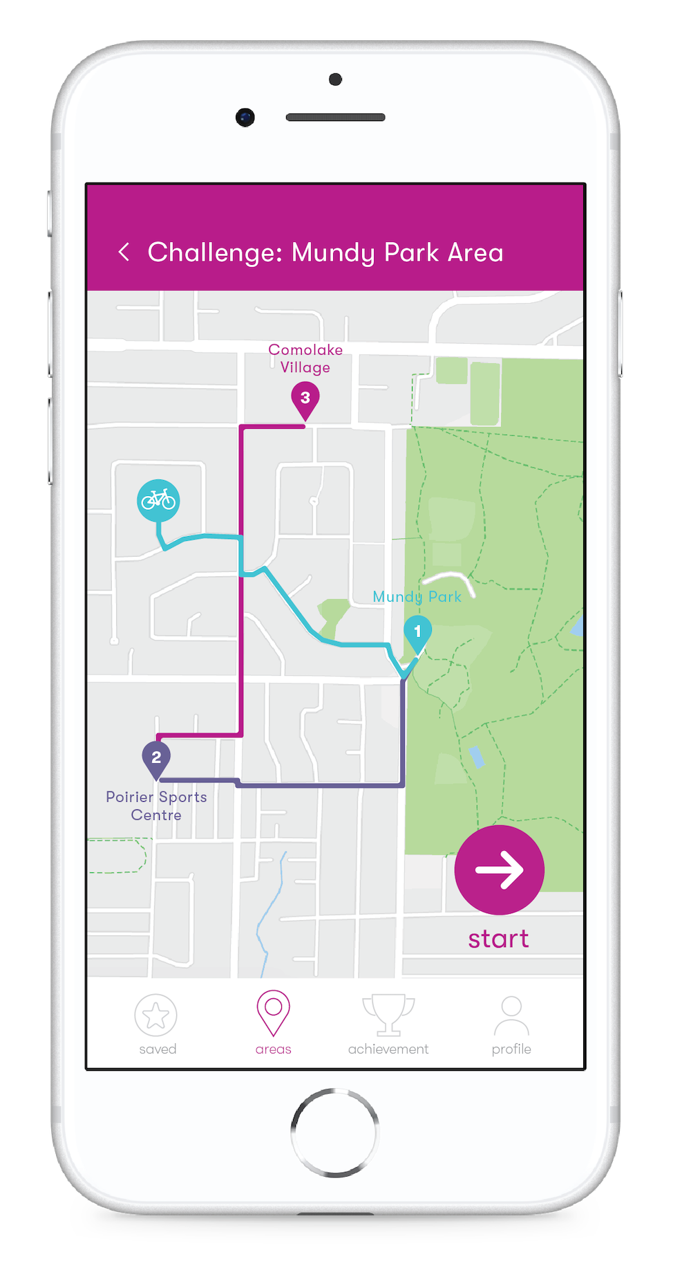 Key mockup screens for the Seek & Go App concept.
