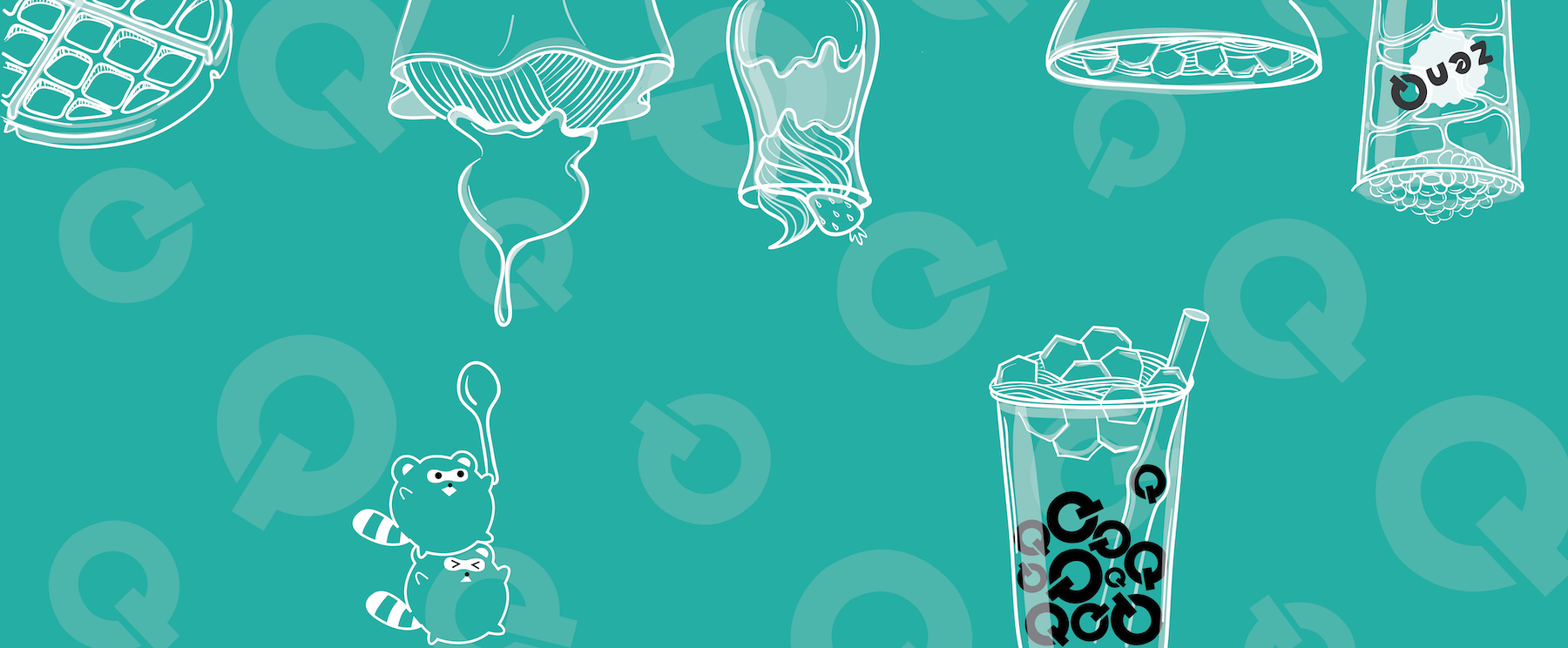 Interior wall illustration for ZenQ dessert store